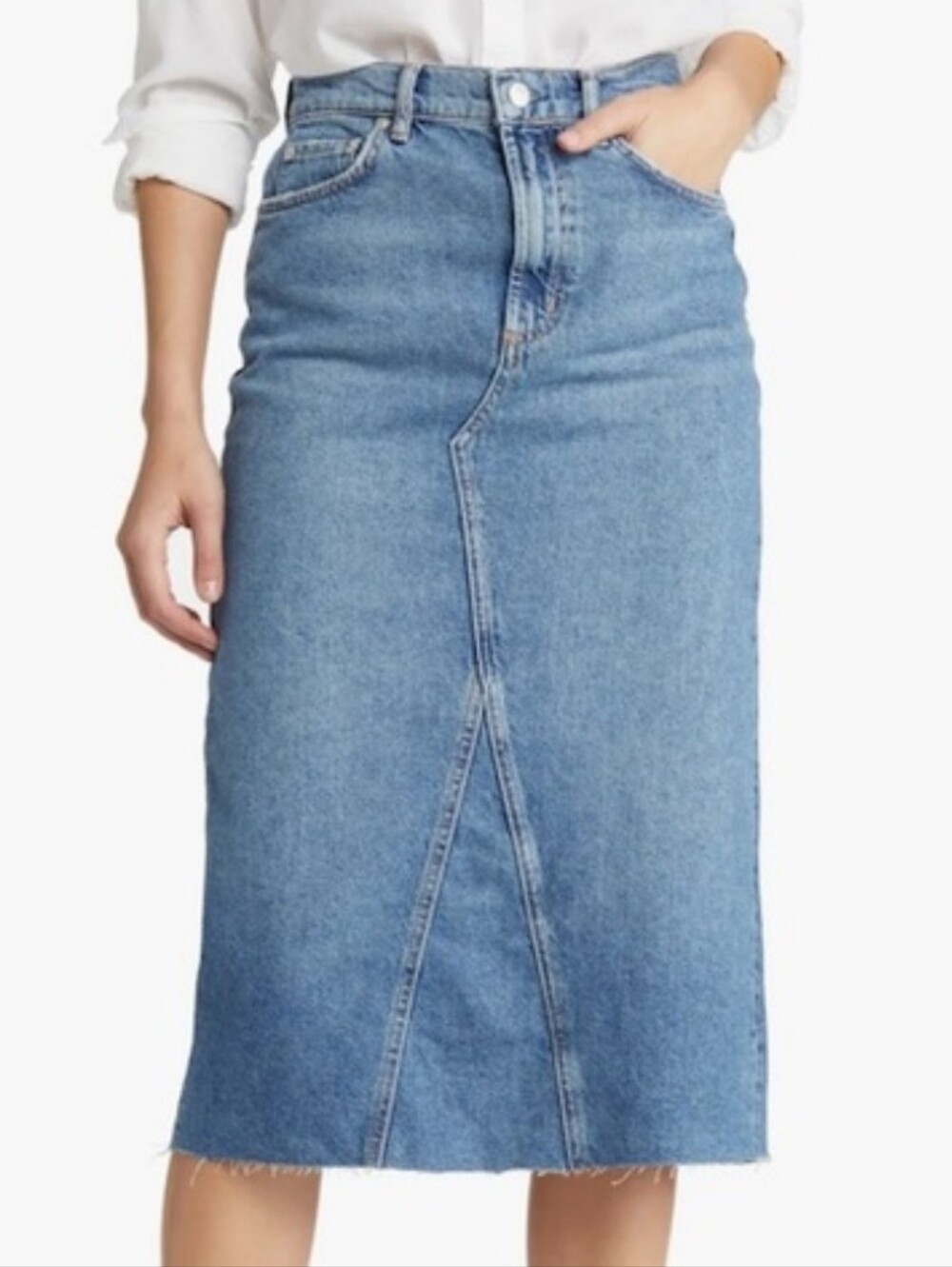 RAILS The Highland Nonstretch Denim Midi Skirt Denim Blue Size 23